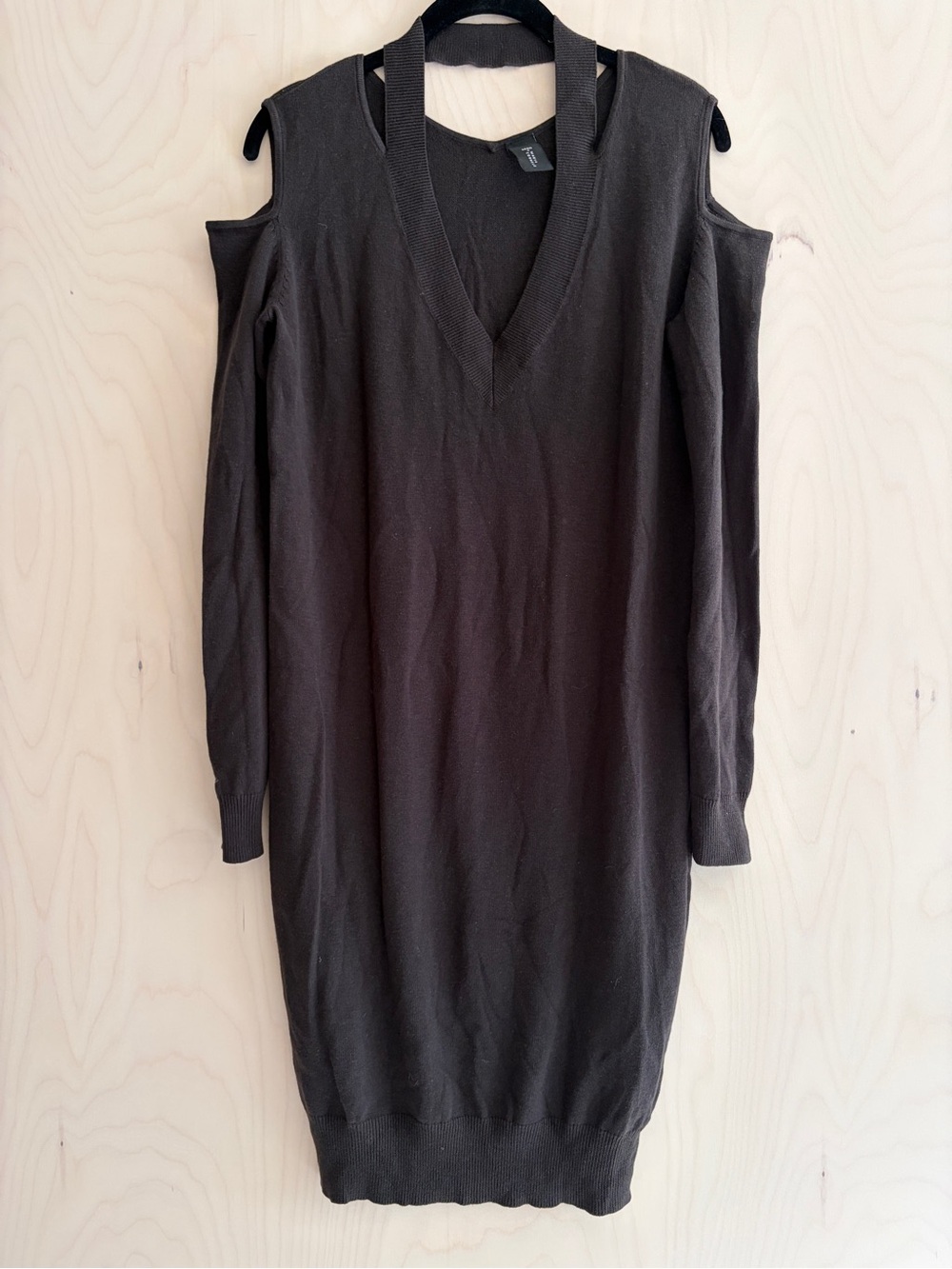 Zero + Maria Cornejo Black Cold-Shoulder V-Neck Knit Dress